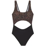 LASCANA Badeanzug Damen Leo bedruckt Schwarz 42