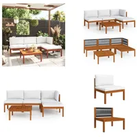 vidaXL 5 tlg. Garten Lounge Set mit Kissen Cremeweiß Massivholz Akazie - Gartenmöbel-Set - Gartenmöbel-Sets - Gartensofa - Gartensofas - Weiß