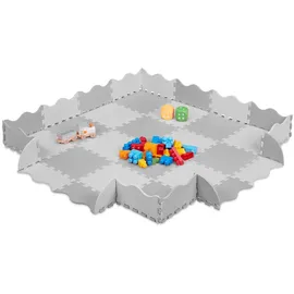 Relaxdays Puzzlematte Mit Rand Weiß,Grau