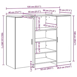 vidaXL Empfangstheke Weiß 135x50x103,5 cm Holzwerkstoff