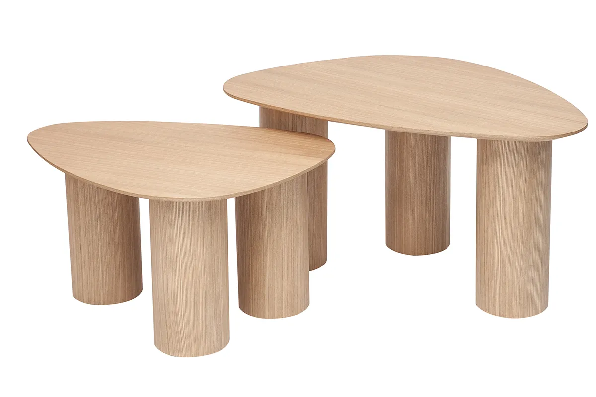 Tables basses gigognes design en bois clair (lot de 2) FOLEEN