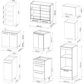 Vicco Küchenzeile Fame-Line 280 cm Eiche/Weiß