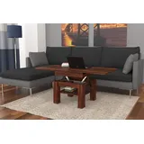 designimpex Cleo Couchtisch aufklappbar höhenverstellbar 75/150 cm in Nussbaum modern Ablage Wohnzimmertisch Esstisch Beistelltisch Sofatisch Couch Tisch Living Room Table Wohnzimmer