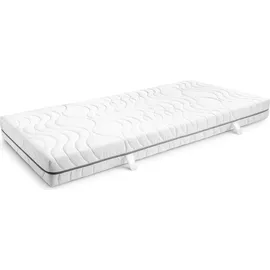 sleezzz 7 Zonen Viskoelastik-Matratze Sleezzz Smart 90 x 200 cm, Höhe 18 cm, Härtegrad H3 mit Air Memoryschaum + CloudComfort Basic Gel-Flocken Kissen 40...