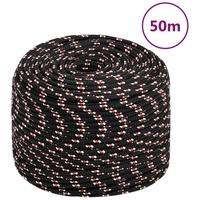 vidaXL Bootsseil Schwarz 8 mm 50 m Polypropylen Seil (1-tlg) rot|schwarz 5000 cm x 0.8 cm