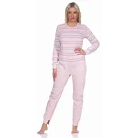 NORMANN CARE Pflegeoverall Langarm gestreift rosa L