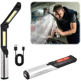 Yuragim LED Arbeitsleuchte, Akku Taschenlampe Led Aufladbar,Tragbare Led Akku Werkstattlampe 180° Drehbar, Arbeitsleuchte mit typc-kabel und Haken, Arbeitslampe für Motorhaube/Garage/Werkstatt/Notfall