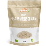 Bio Flohsamenschalen, 99% Reinheit, 200g natürliche Flohsamenschalen, Psyllium Samenschalen, Naturbelassen, rein, Ballaststoffreich, Vegan, Zum Auflösen in Wasser, Getränken und Säften, NaturaleBio.