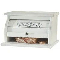 Loberon Brotbox Bon Appetit, Rolldeckel im Lamellen-Look, nostalgische Beschriftung,