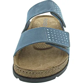 ROHDE Pantolette Leder Kork Klettverschluss Glitzer Soave 5414, Größe:41 EU, Farbe:Blau - 41