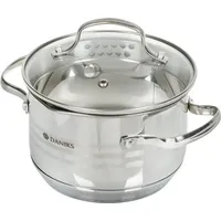 Famanu Kochtopfset Induktion, 2 l, 3 l und 4,75 l mit Siebdeckel, Silber