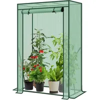 Tomatenhaus Stabil Gewächshaus Klein Foliengewächshaus Platzsparend Tomatengewächshaus Folie Garten Balkon 100 X 50 X 150 Cm, Grün - Sekey