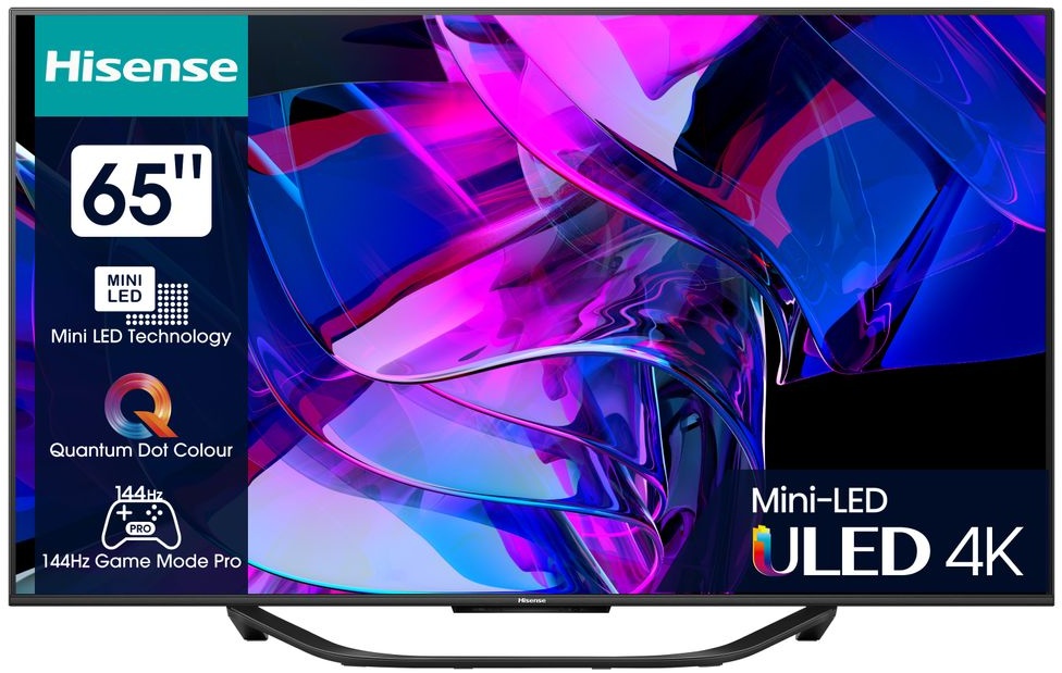 Hisense 65U7KQ 65 Zoll (164 cm) Fernseher 4K Mini LED ULED HDR Smart TV, Quantum Dot, 144Hz (VRR), HDMI 2.1, Game Mode Pro, Dolby Vision IQ & Atmos