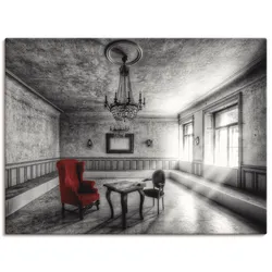 Wandbild ARTLAND "Lost Place - Roter Sessel", schwarz (farbe bild(er): schwarz), B:40cm H:30cm, Bilder, als Alubild, Outdoorbild, Leinwandbild, Poster, Wandaufkleber