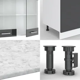 Vicco Küchenzeile R-Line 300 cm anthrazit hochglanz