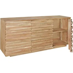 Kadima Design Sideboard Akazien-Massivholz, Natur-Baumkante, Landhaus-Stil. 160x43x75 cm