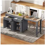 HAUSS SPOLE Kücheninsel küchenwagen Ausziehbarer Servierwagen Küchenschrank mit Schubladen