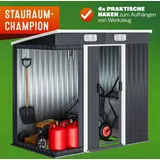 GARDEBRUK® L Metall Gerätehaus 2m2 mit Fundament 200x125x180cm Schiebetür Anthrazit Geräteschuppen Gartenhaus 4m3 - Grau