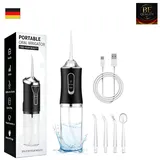 puokmy Munddusche Kabellos Zahndusche, Water Flosser Zahnreinigung für Teeth Zwischenräume, Irrigator Zähne Dental, Wasserdicht, Zahnzwischenraumreiniger Mundduschen mit 4 Düsen 1 Ladekabel,Schwarz
