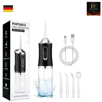 puokmy Munddusche Kabellos Zahndusche, Water Flosser Zahnreinigung für Teeth Zwischenräume, Irrigator Zähne Dental, Wasserdicht, Zahnzwischenraumreiniger Mundduschen mit 4 Düsen 1 Ladekabel,Schwarz