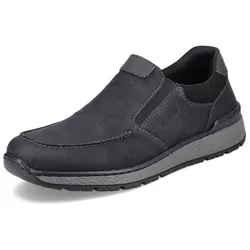 Slipper RIEKER, Herren, Gr. 45, schwarz, Lederimitat, sportlich, Schuhe, mit herausnehmbarer Einlage