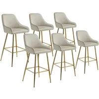 Tectake tectake® Barstuhl, Creme, Gold, Kunststoff, 48.5x108x57 cm, Belastbarkeit
