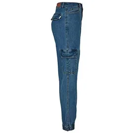 URBAN CLASSICS Organic Stretch Cargo Hochtaillierte Jeans Clear Blue Washed 29