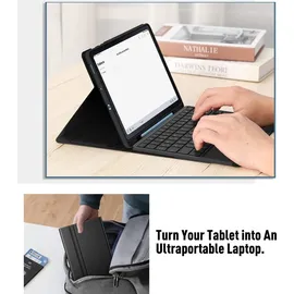Fintie Tastatur Hülle für Samsung Galaxy Tab S6 Lite 10,4 Zoll 2024/2022/2020 Tablet mit Magnetisch Abnehmbarer Deutscher Tastatur und Touchpad Keyboard, Schwarz