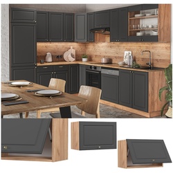 Vicco Hängeschrank Küchenschrank Küchenmöbel Fame-Line Eiche Anthrazit-Gold Landhaus 60 cm Küche Einbauküche Hängeschrank Klapptür Dunstabzugshaube Küchenzeile