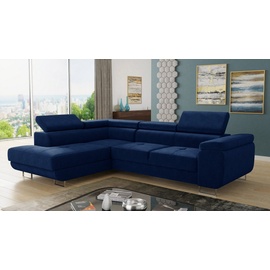 Sofnet Ecksofa Caris Schlaffunktion und einstellbare Kopfstützen, Wohnlandschaft mit Bettkasten, Couch, Sofa, (Dunkelblau (Kronos 09),