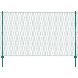 vidaXL Maschendrahtzaun mit Pfosten 25 x 1,5 m Grün/Stahl