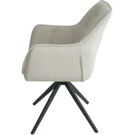 Mendler Esszimmerstuhl HWC-L80 Stoff creme-beige 6er Set