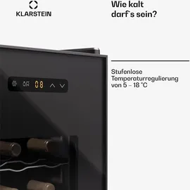 Klarstein Freistehender Weinkühlschrank 1 Zone, Getränkekühlschrank Klein, Kleiner Weinschrank, Wein-Kühlschrank Klein mit Glastür, Indoor/Outdoor