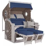 deVries Strandkorb PURE® SEASIDE XL PE Des. 504 white kubu 135 x 92