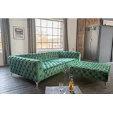 KAWOLA Set Big Sofa und Polsterhocker NARLA Velvet grün