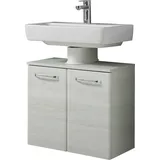 Saphir Waschbeckenunterschrank SAPHIR "Quickset Unterbeckenschrank mit 2 Türen, Siphonausschnitt, 60 cm breit", weiß (eiche weiß, eiche weiß), B:60cm H:53cm T:33cm, Spanplatte, Schränke, Waschbeckenunterschrank, Waschbeckenschrank inkl.