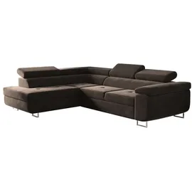kaiser möbel Ecksofa mit schlaffunktion und bettkasten, Eckcouch ATOM DUNKELBRAUN Links - Dunkelbraun