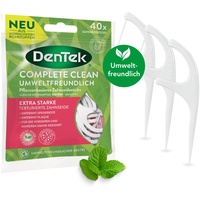 DenTek Eco Complete Clean pflanzenbasierte Zahnseide-Sticks Bonus Vorteilspackung 40 Stk. reißfest Minzgeschmack umweltfreundliche Zahnseide nachhaltig
