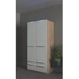 Priess Kleiderschrank PRIESS "Schrank Garderobe Wäscheschrank Barcelona in 5 Breiten", weiß (struktureichefarben hell, weiß), B:94cm H:193cm T:54cm, Holzwerkstoff, Schränke, Kleiderschrank, viel Stauraum, geräumige Schubkästen, mit Spiegel, MADE IN GERMANY
