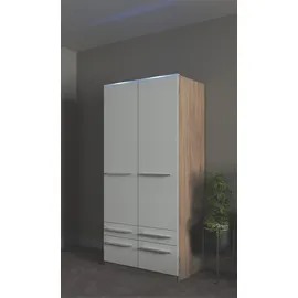 Priess Kleiderschrank PRIESS "Schrank Garderobe Wäscheschrank Barcelona in 5 Breiten", weiß (struktureichefarben hell, weiß), B:94cm H:193cm T:54cm, Holzwerkstoff, Schränke, Kleiderschrank, viel Stauraum, geräumige Schubkästen, mit Spiegel, MADE IN GERMANY