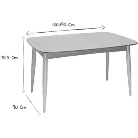 miliboo Esstisch ausziehbar 130 x 76 x 90 cm silber