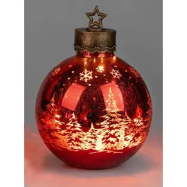 Formano LED Deko-Kugel Frosty Rot 35 cm Farb-Glaskugel in Ice-Optik Timer 6h/18h - Rot