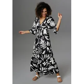 Aniston SELECTED Maxikleid Schwarz/Weiß 42