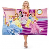 DOTERO Prinzessinnen Strandtuch XXL-Rosa Mädchen Badetuch 80x160cm-Cartoon Prinzessin Design-microfaser frottee handtucher strandlaken (5,100x200cm)