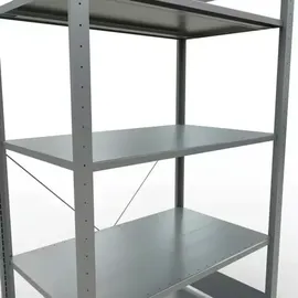 Schulte Lagertechnik Grundregal Holz/Stahl/Zink 200 x 100 x 60 cm grau 5 Fachböden
