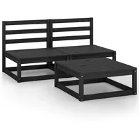 vidaXL 3-tlg Garten-Lounge-Set Schwarz Massivholz Kiefer Modell 1
