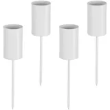 Romadedi Kerzenhalter Adventskranz Stabkerzen Weiß: 4er Set Advent Kerzenständer Stabkerzenhalter zum Stecken Metall Kerzenstecker Kerzenpick Halterung Für Kranz Deko Led Kerzen