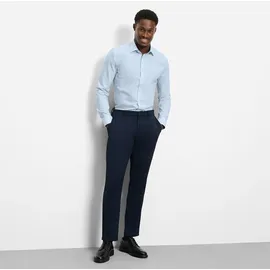 Olymp Langarmhemd "No 6 six", Herren, Gr. 40, N-Gr, bleu, Web, Obermaterial: 97% Baumwolle, 3% Elastolefin, unifarben, sehr schmal normal, 2-Knopf-Manschette, Hemden, super slim, Kentkragen, Businesshemd