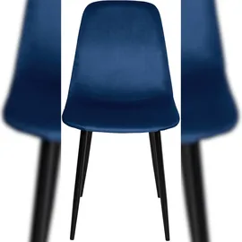 CLP 4er Set Esszimmerstühle Napier blau Samt