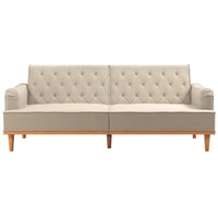 loft24 Schlafsofa Stella, mit Relaxfunktion, Knopfheftung, Breite 203 cm beige